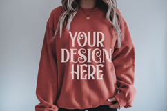 Red Gildan 18000 Mockup, Sweatshirt Crewneck Mockups Product Image 1
