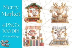 Cute Christmas Market Stall Clipart for Crafts PNG Product Image 1