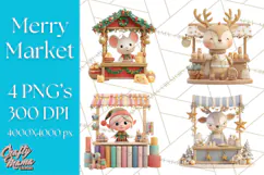 Cute Christmas Market Stall Clipart for Crafts PNG Product Image 1