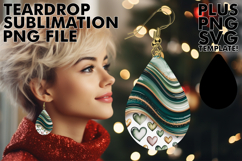 Fun Teardrop Earrings Gift PNG, Pattern Product Image 1