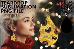 Floral Elegance in Teardrop Earring Sublimation Art Product Image 1