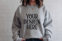 Ash Gildan 18000 Sweatshirt Mockup,G18000 Crewneck Sweatshir Product Image 1