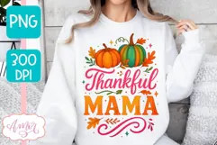 Thanksgiving shirt sublimation PNG | Thankful Mama PNG Product Image 3