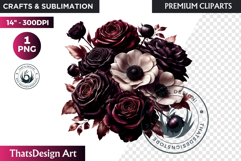 Dark flowers, wedding Florals PNG, Dark Romance Clipart Product Image 1