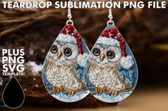 Winter Owl Circle Embroidered Teardrop Earrings Design Product Image 1