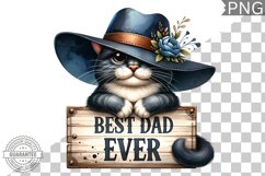 Best Dad Ever Sublimation - Father&#039;s Day Cat Clipart PNG Product Image 1