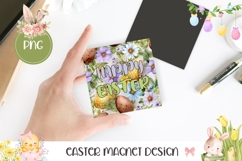 Happy Easter Magnet, Floral Easter Square Coaster Design Product Image 1