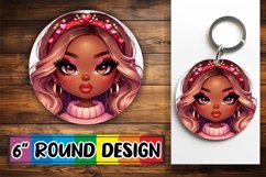 Whimsical Circle Keychain PNG, Love Girl Product Image 1