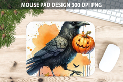 Watercolor Crow Mouse Pad Sublimation - Animal PNG Design Product Image 1