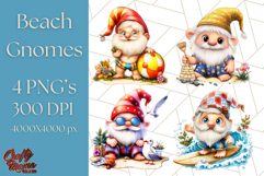 Cute Beach Gnome PNG, Summer Gnome Clipart, Digital Art Product Image 1