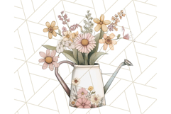 Watering Can Flowers PNG, Rustic Floral Watercolor Clipart Product Image 3