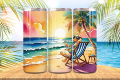 Funny goose enjoy dink &amp; beach Tumbler Wrap PNG Sublimation Product Image 1