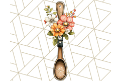 Whimsical Cottagecore Kitchen Clipart, Retro Coral PNG Decor Product Image 3