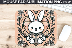 Watercolor Bunny Mouse Pad Sublimation - Valentines PNG Product Image 1