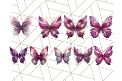 Stained Glass Butterfly PNG Colorful Clipart for Sublimation Product Image 3