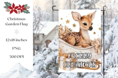 Cute Watercolor Christmas Deer Garden Flag Design Product Image 1