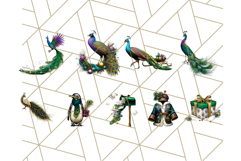 Peacock Christmas Clipart in Jewel Tones, Christmas Png Product Image 3