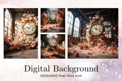 Clock Flower Backdrops Wedding Studio Room Background_75 Product Image 1