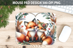 Watercolor Fox Mouse Pad Sublimation - Valentines Png Product Image 1