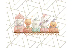 Pastel Halloween Town PNG Clipart, Spooky Shops & Homes Png Product Image 3