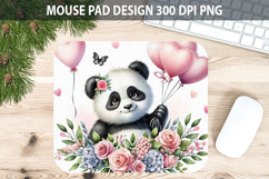 Watercolor Panda Mouse Pad Sublimation - Valentines PNG Product Image 1