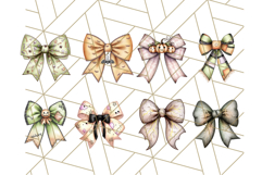 Muted Halloween Bow Clipart, Fall Ribbon PNG Autumn Hair Bow Product Image 7