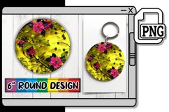 Glittery Summer Bloom Round Design Sublimation Keychain PNG Product Image 1