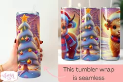 Christmas tumbler wrap for sublimation, Cute highland cow Product Image 3