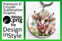 Artistic Round Design Sublimation PNG , Cute Cow Product Image 1