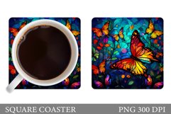 Butterflies Square Coaster. Butterflies Coaster Sublimation Product Image 1