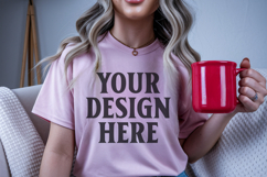 Bella Canvas 3001 Heather Peach Christmas Shirt Mockup, Tran Product Image 1