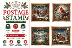4 Vintage Christmas Postage Stamp Product Image 1