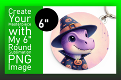 Vibrant Round Design Car Coaster PNG , Halloween Dino Product Image 1