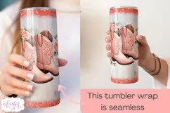 Spring floral tumbler wrap PNG, Cowboy boots tumbler PNG Product Image 3