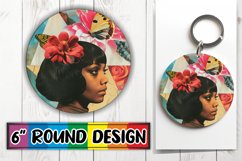 Round Design Abstract Black Woman Artistic Sublimation PNG Product Image 1