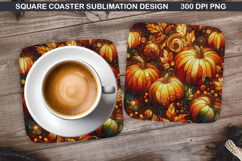 Pumpkin Coaster Sublimation, Halloween Coaster PNG Design Product Image 1