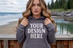 Charcoal Gildan 18500 Hoodie Sweatshirt Mockup, 185 mock up Product Image 1
