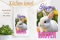 Easter bunny sublimation kitchen tea towel | Happy Easter Product Image 1