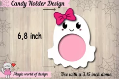 3d Halloween cute Ghost girl candy dome svg, paper cut file Product Image 3