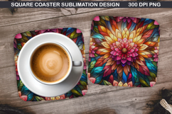 Flowers Coaster Sublimation, Spring Coaster PNG Design Product Image 1