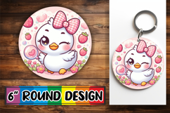 Blissful Round Keychains Sublimation, Cute Goose Product Image 1