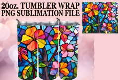 Stained Glass Tree Tumbler Wrap Colorful 20oz Sublimation Product Image 1