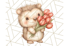 Cute Animals with Tulips PNG, Spring Flower Clipart Download Product Image 3