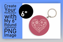 Cute Round Design Keychain Template , Flowers Heart Product Image 1
