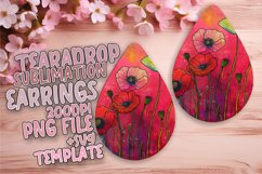 Teardrop Earring Design - Colorful Floral Sublimation Product Image 1