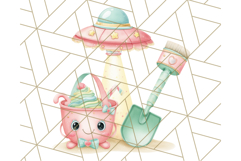 Alien Vacation Clipart PNG, Cute Summer Galaxy Art Clip Art Product Image 2