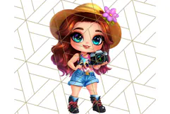 Chibi Summer Girls Clipart PNG, Bright Kawaii Summer Art Product Image 3