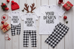 Christmas Family Matching Group T-Shirt Mockups | Holiday Fl Product Image 1