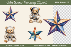Cute Space Nursery Clipart Sublimation PNG Product Image 1