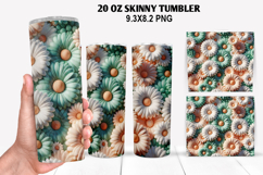 3D Flower Skinny Tumbler 20oz Wrap Design,Flowers Tumble PNG Product Image 1